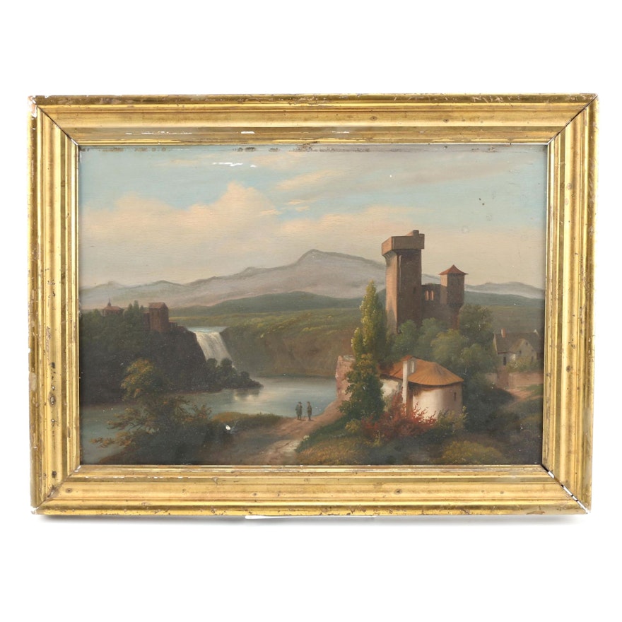 Early 19th Century Oil on Board Landscape