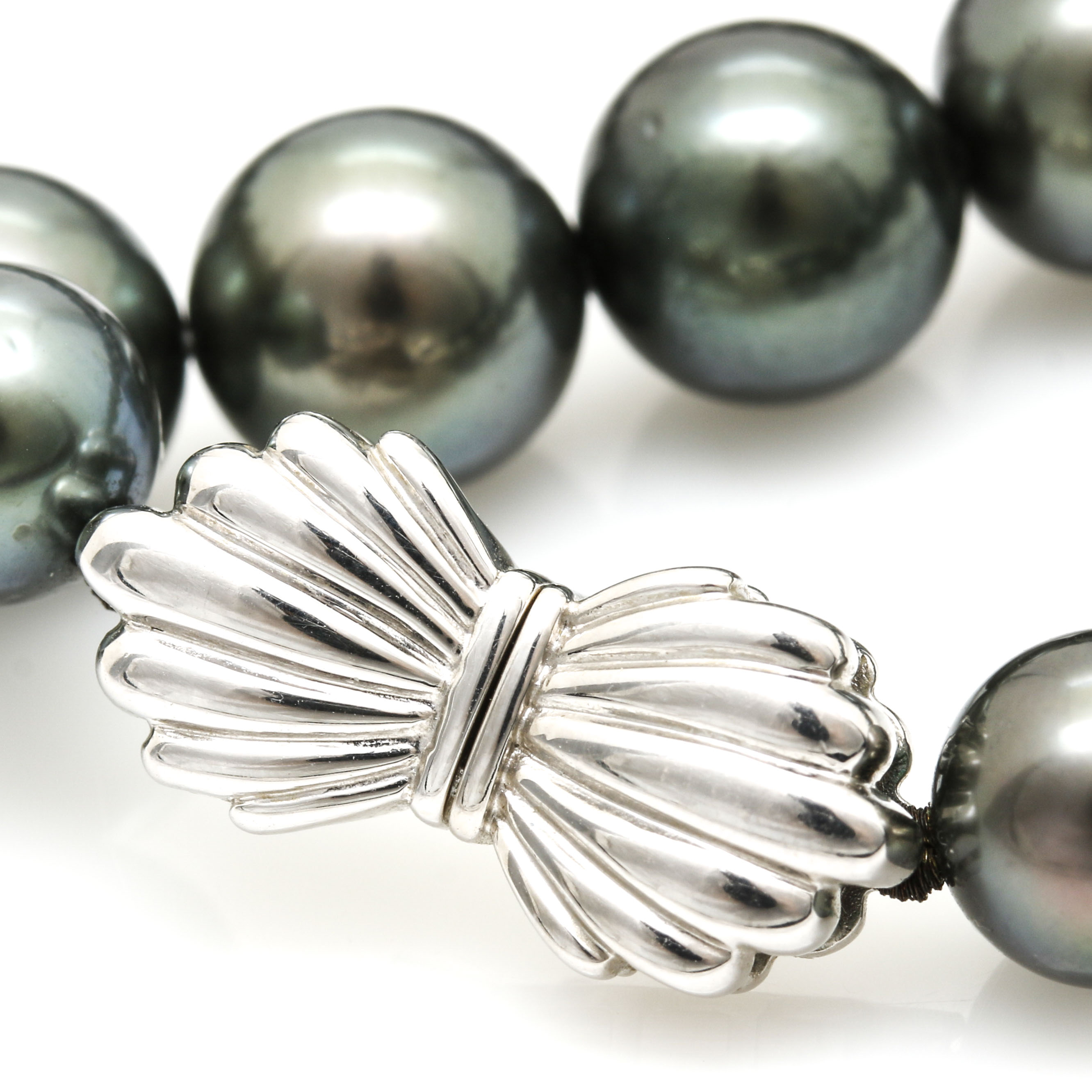 Mikimoto 18K White Gold South Sea Black Pearl Necklace