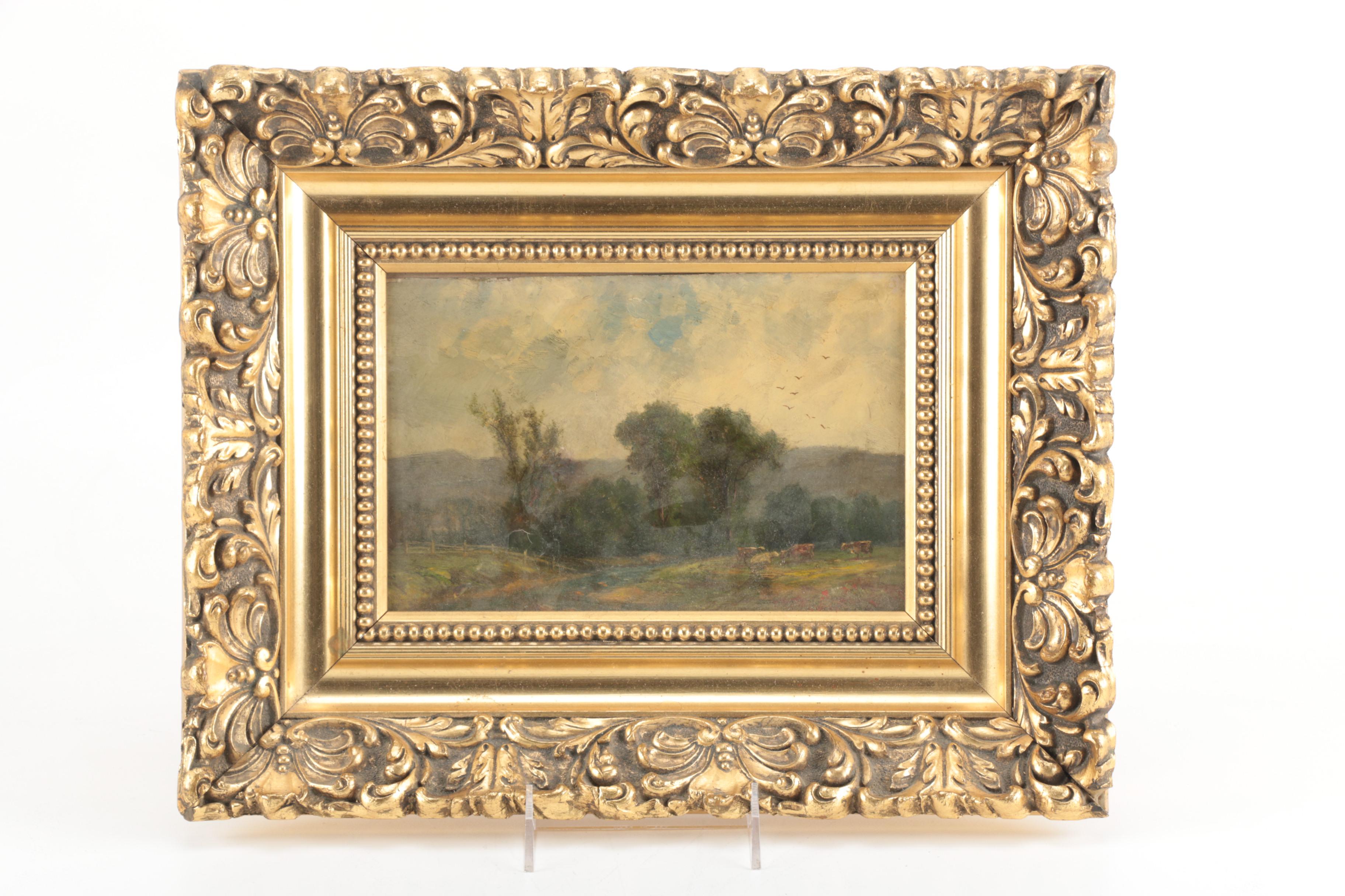 Oil Painting on Board of Pastoral Landscape