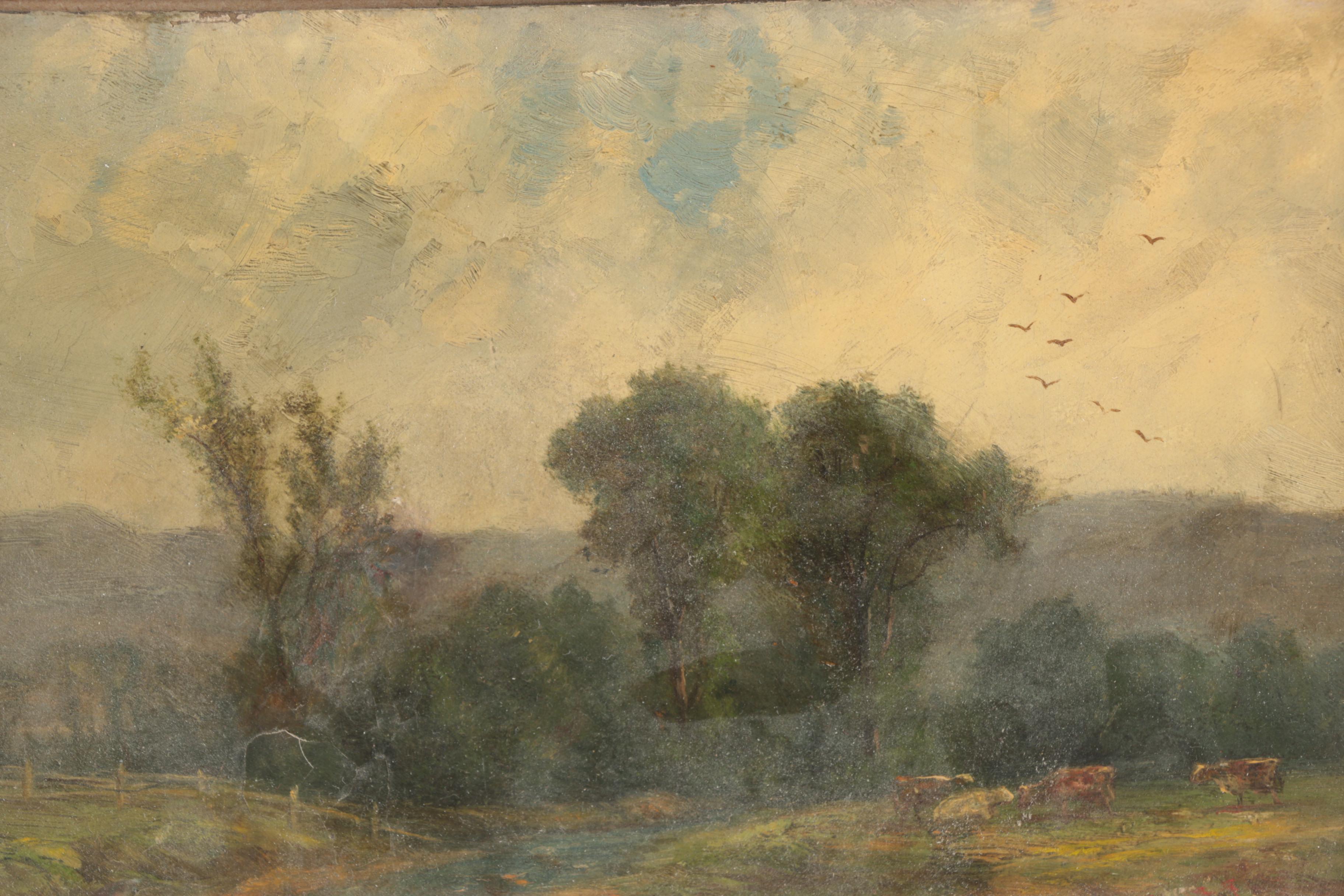 Oil Painting on Board of Pastoral Landscape