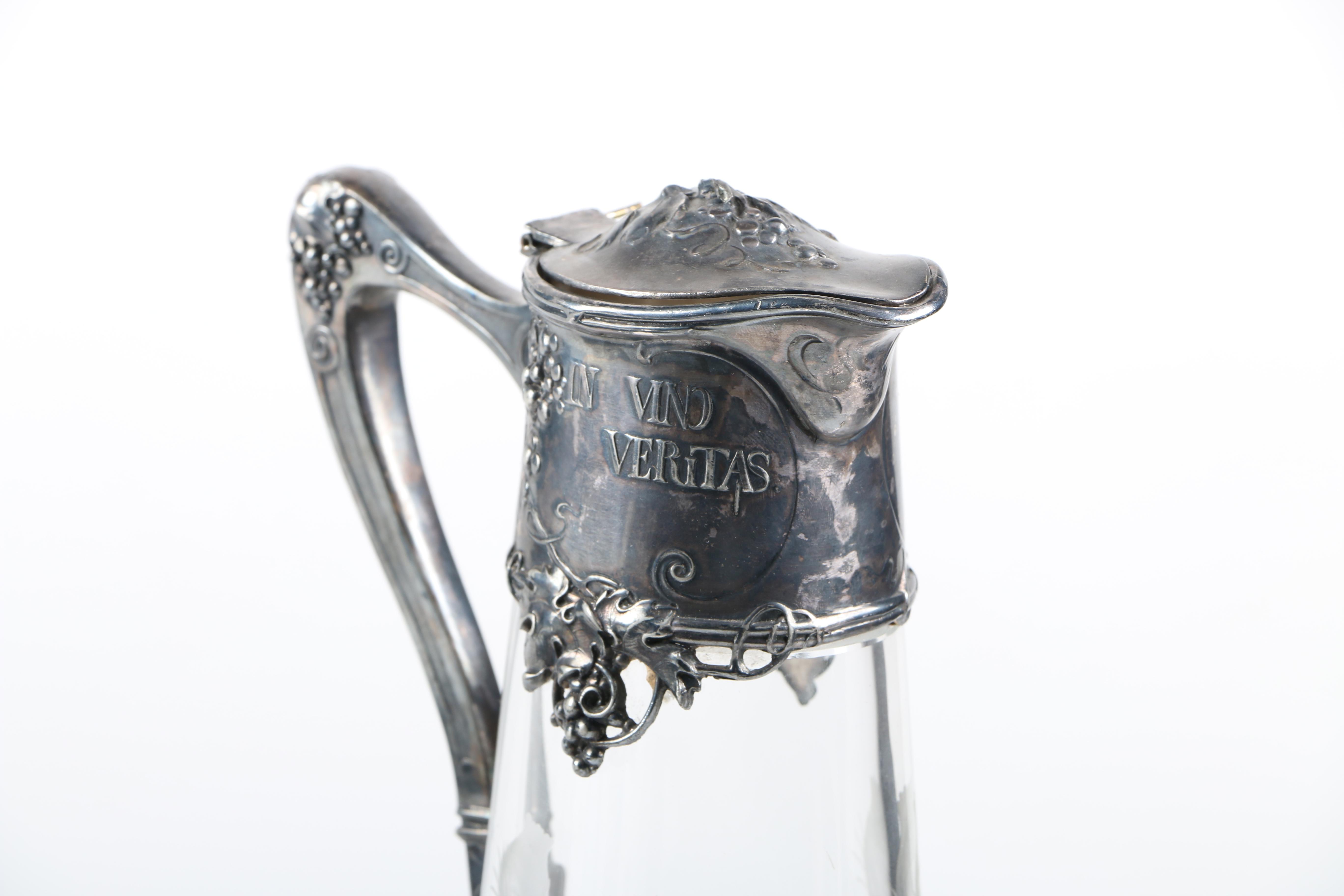 Frosted Glass and Silver Plate Pitcher