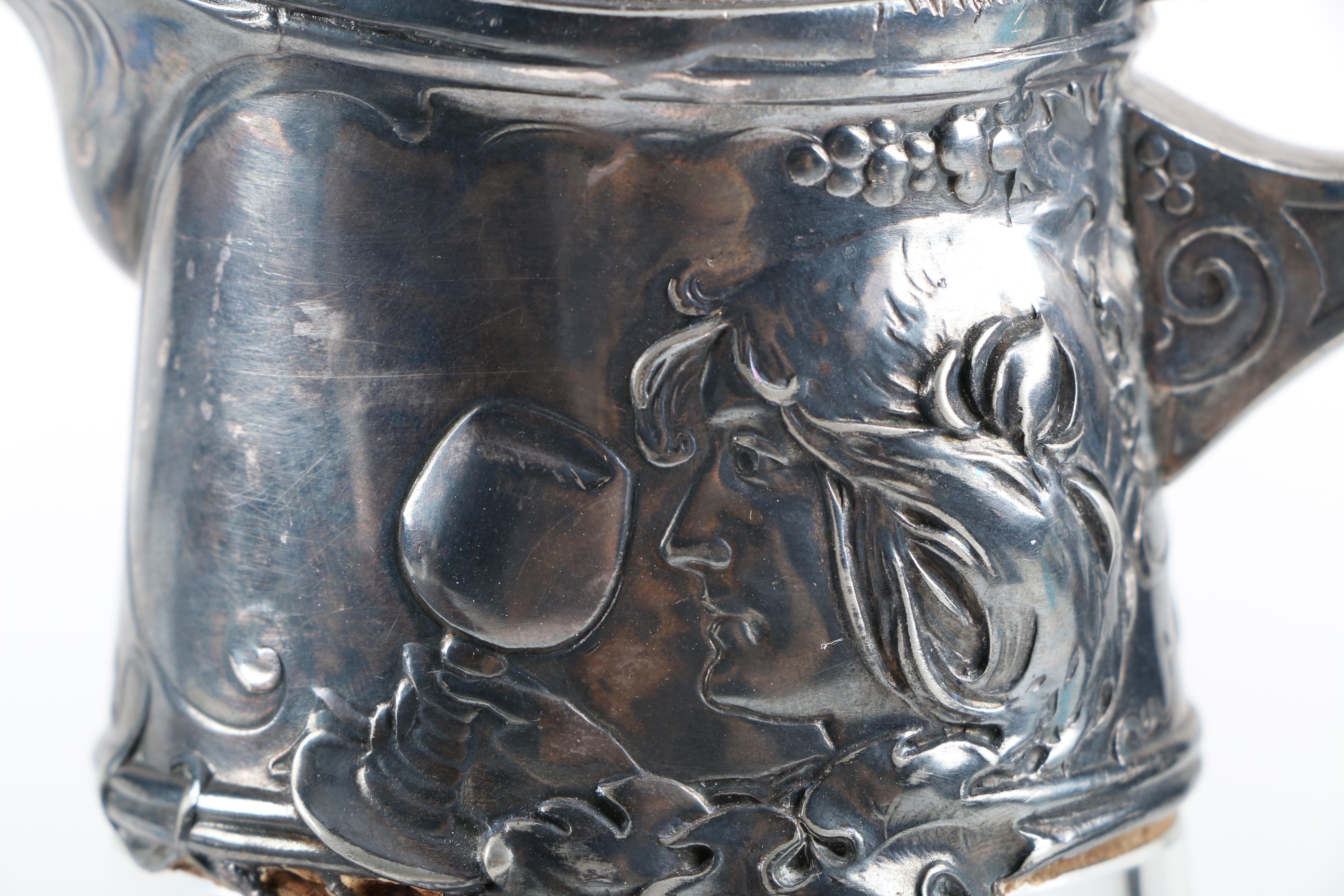 Frosted Glass and Silver Plate Pitcher