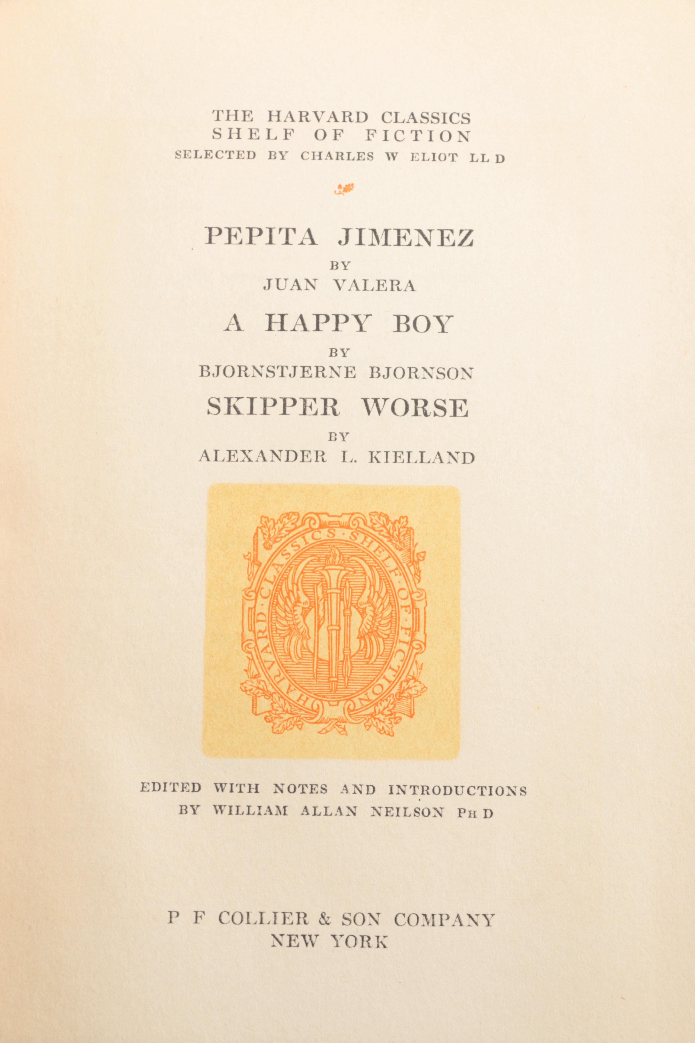 20 Volume Set of Harvard Classics "Shelf of Fiction"