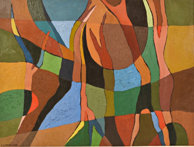 Edger Yaeger Absract Painting in Oil on Canvas, Dated 1962