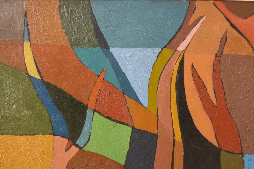 Edger Yaeger Absract Painting in Oil on Canvas, Dated 1962