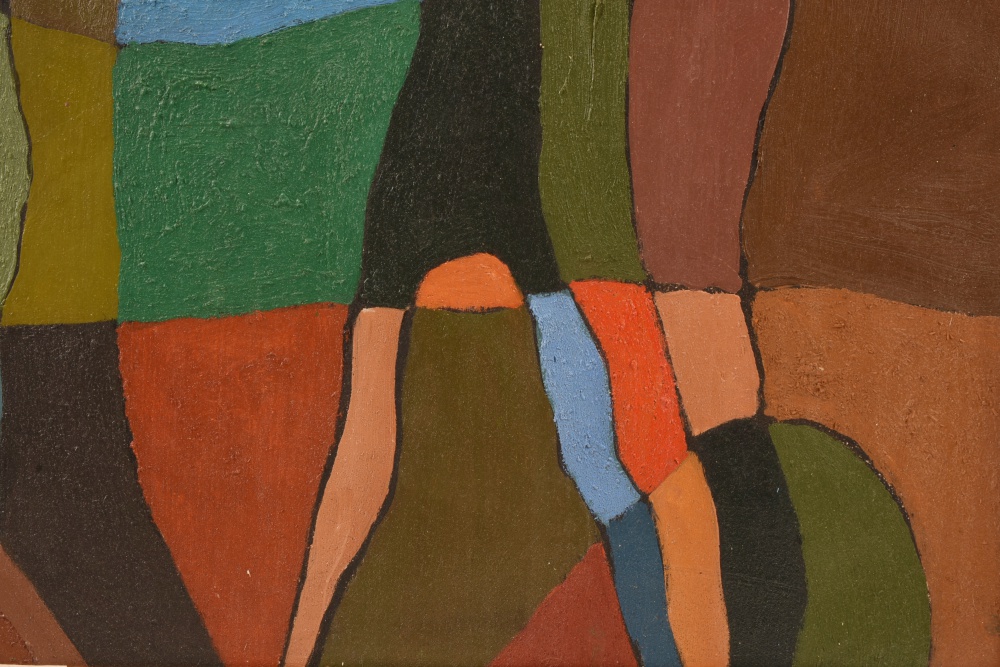 Edger Yaeger Absract Painting in Oil on Canvas, Dated 1962