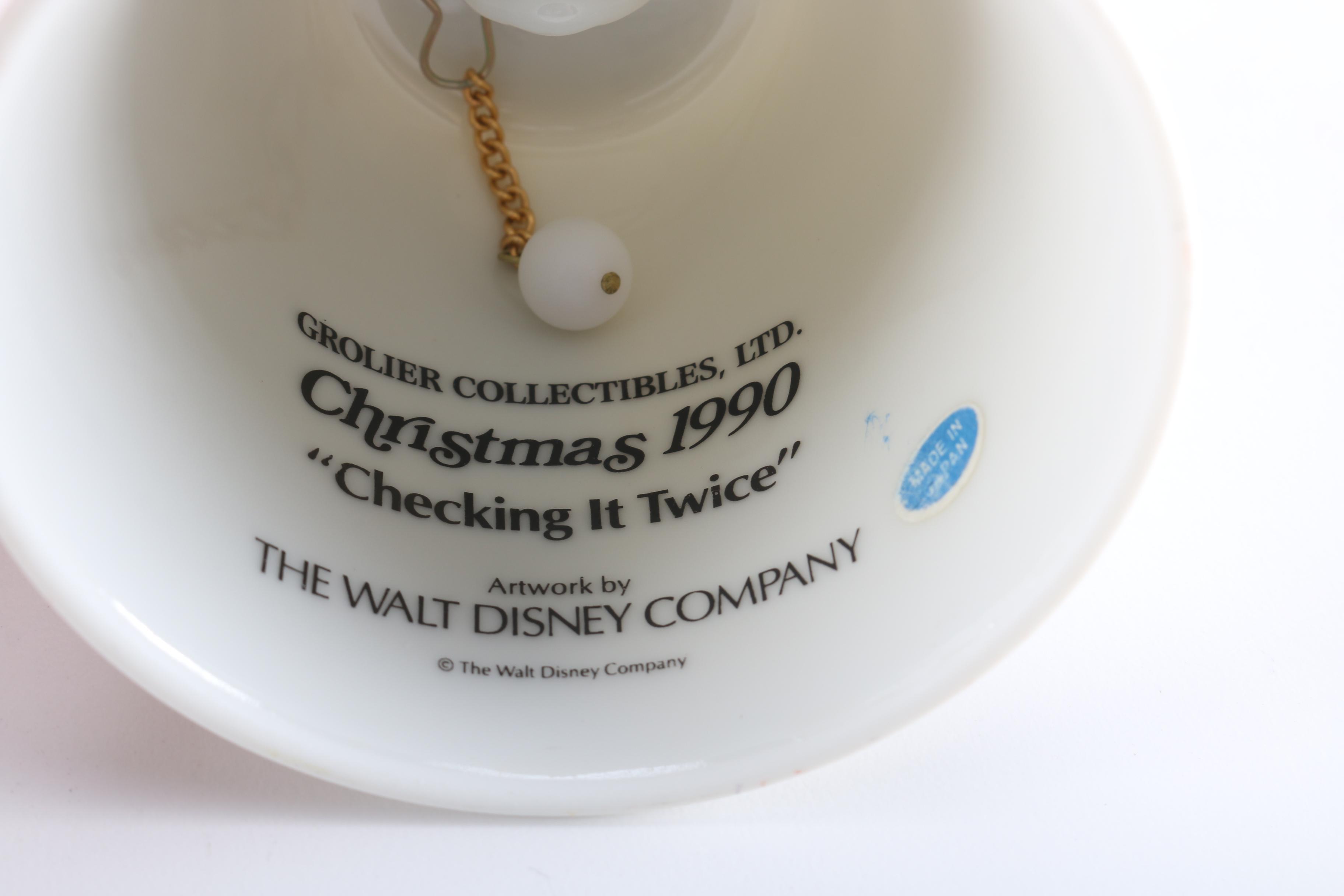1990 and 1991 Annual Disney Christmas Bell Collection by Grolier Collectibles, Ltd.
