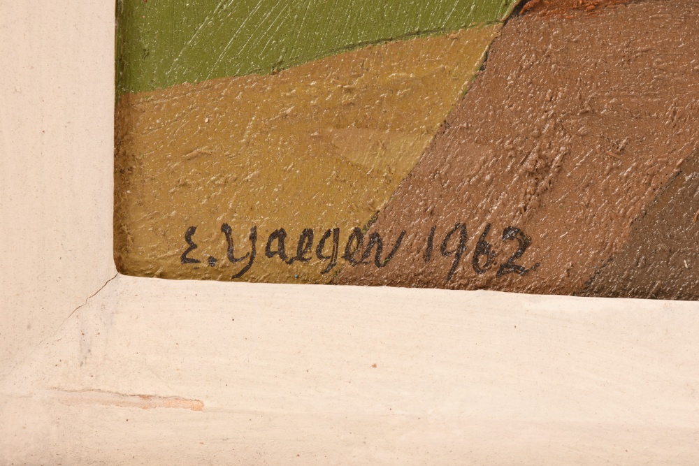 Edger Yaeger Absract Painting in Oil on Canvas, Dated 1962