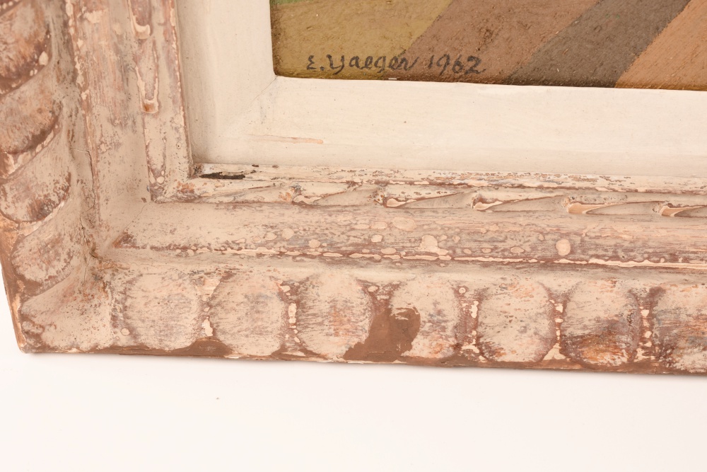 Edger Yaeger Absract Painting in Oil on Canvas, Dated 1962