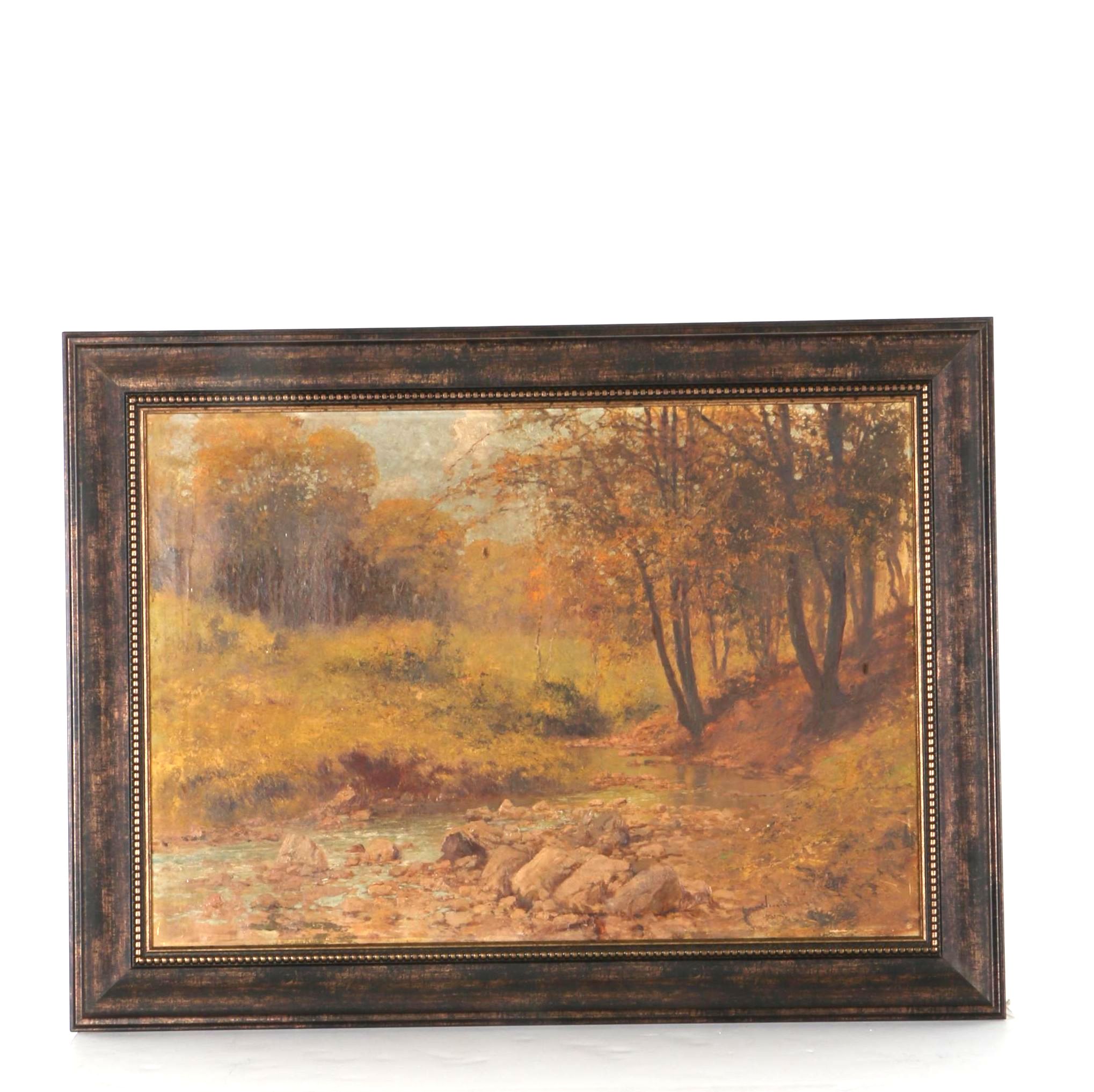 László Neogrády 1931 Oil on Canvas "A Quiet Stream"