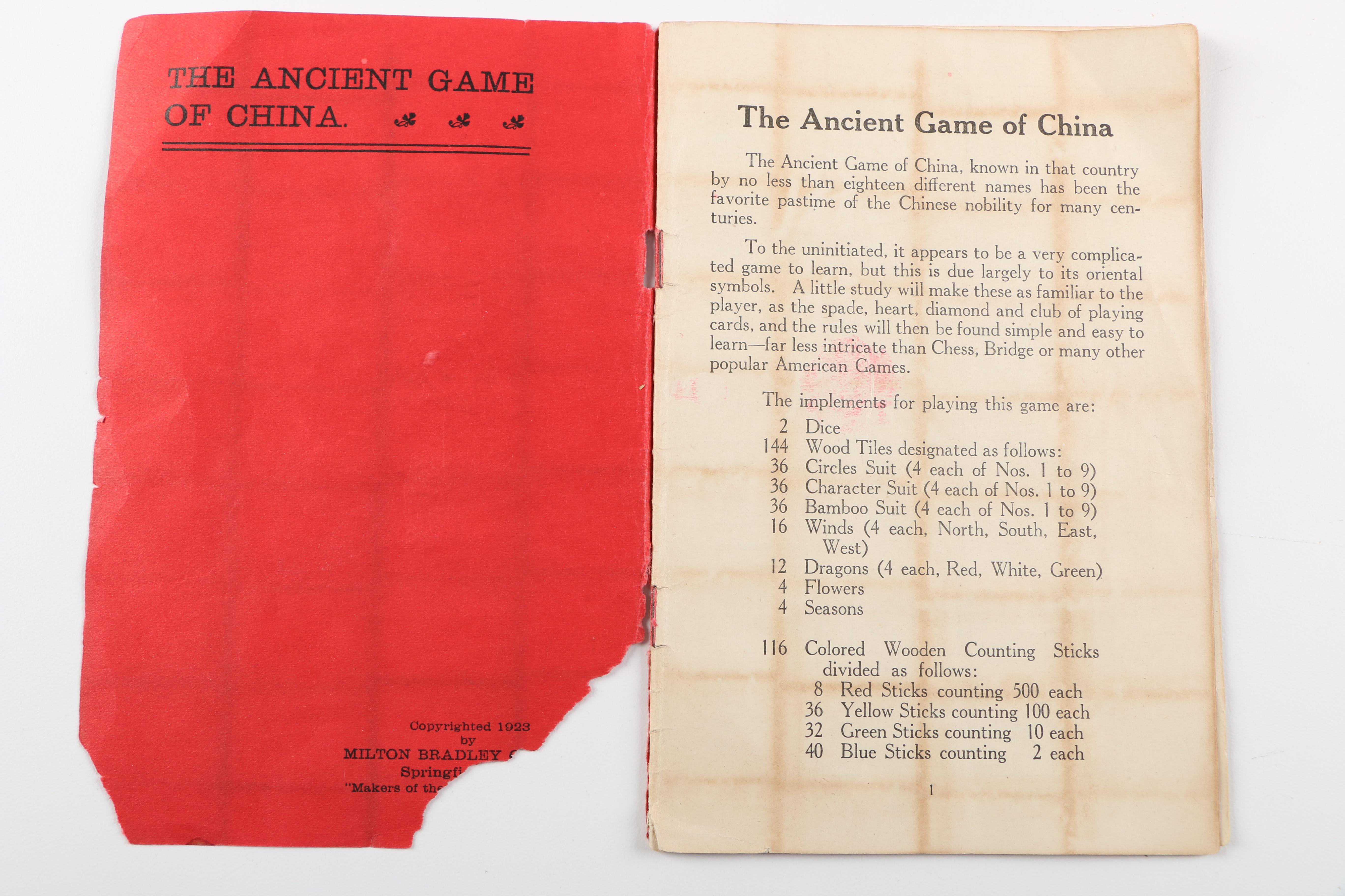 Vintage 1923 Milton Bradley Mah Jong Set