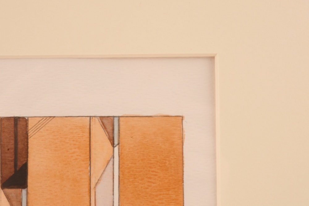 Original Robert Herrmann Architectural Watercolor, Matted