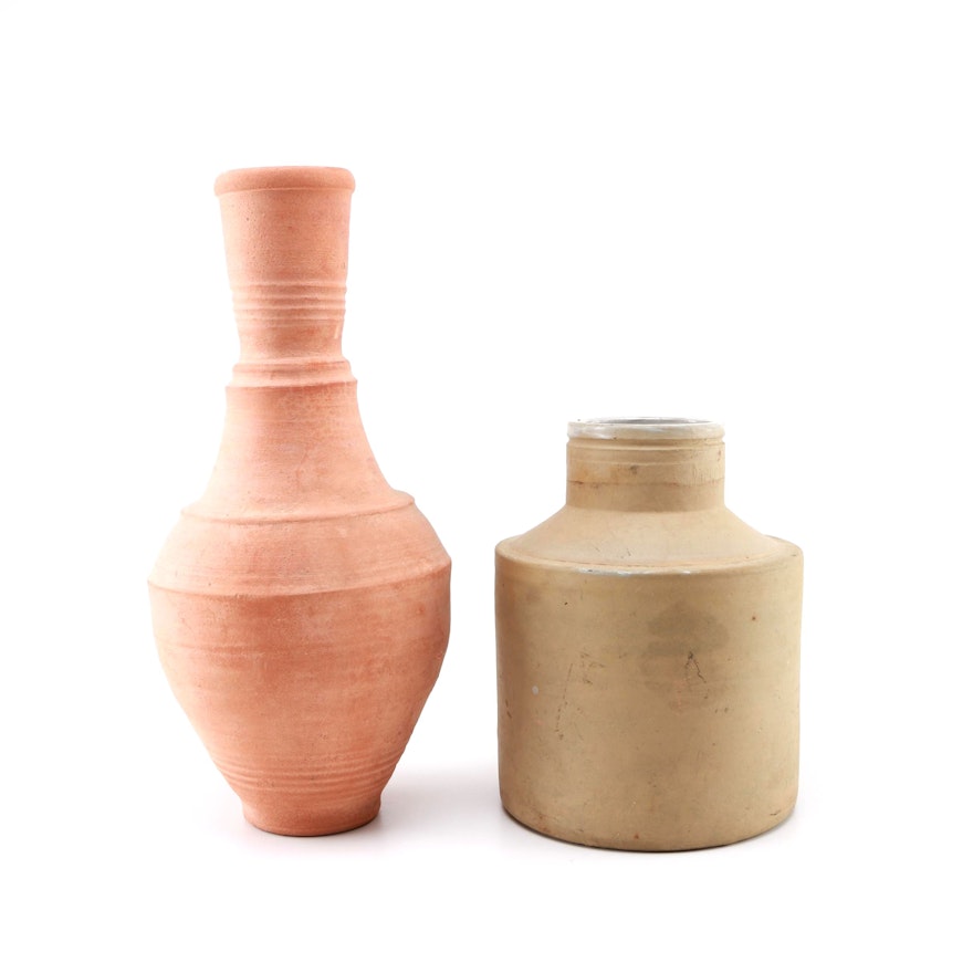 Pair of Hand Thrown Pottery Vases