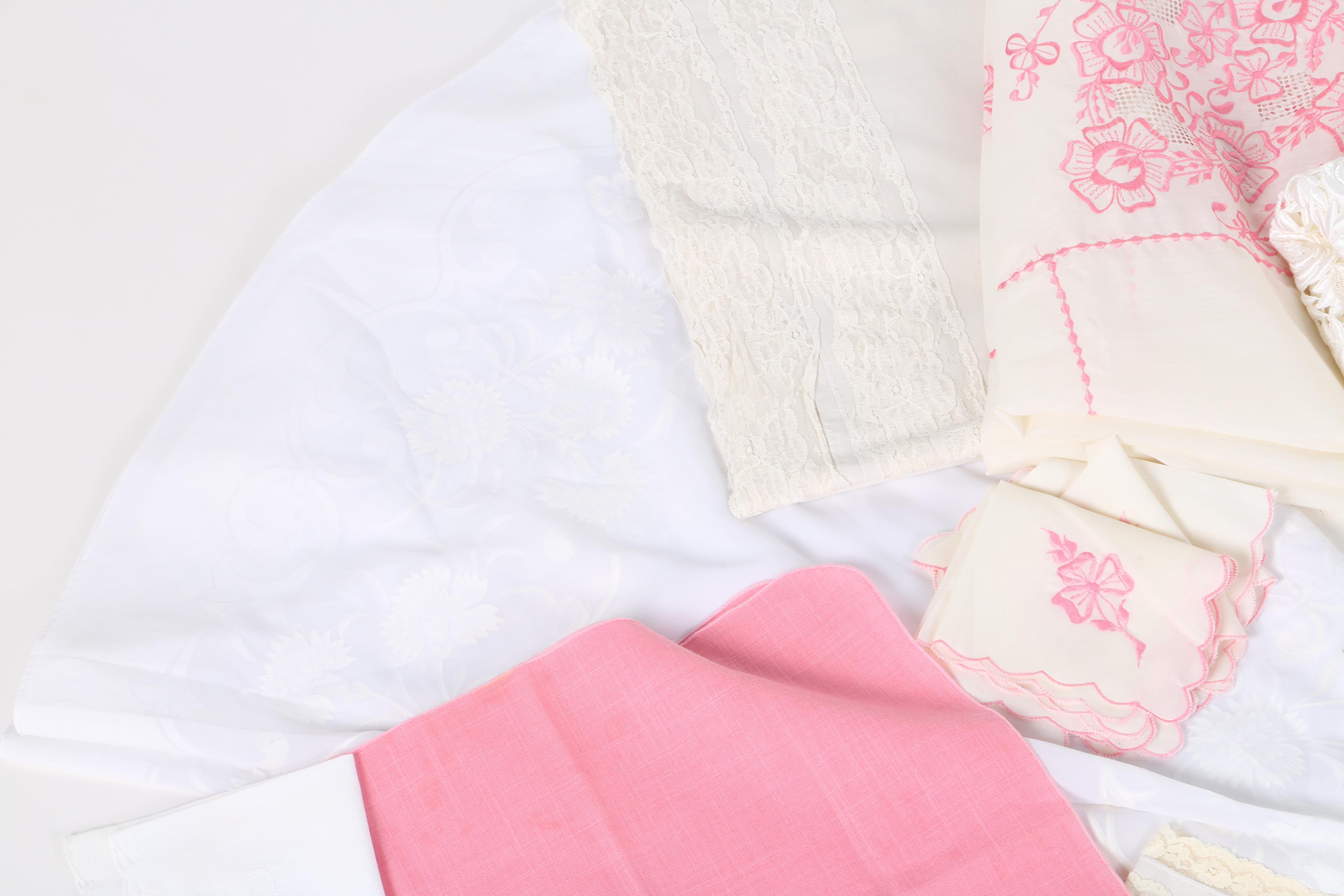 Vintage Linens Including Lace and Embroidery