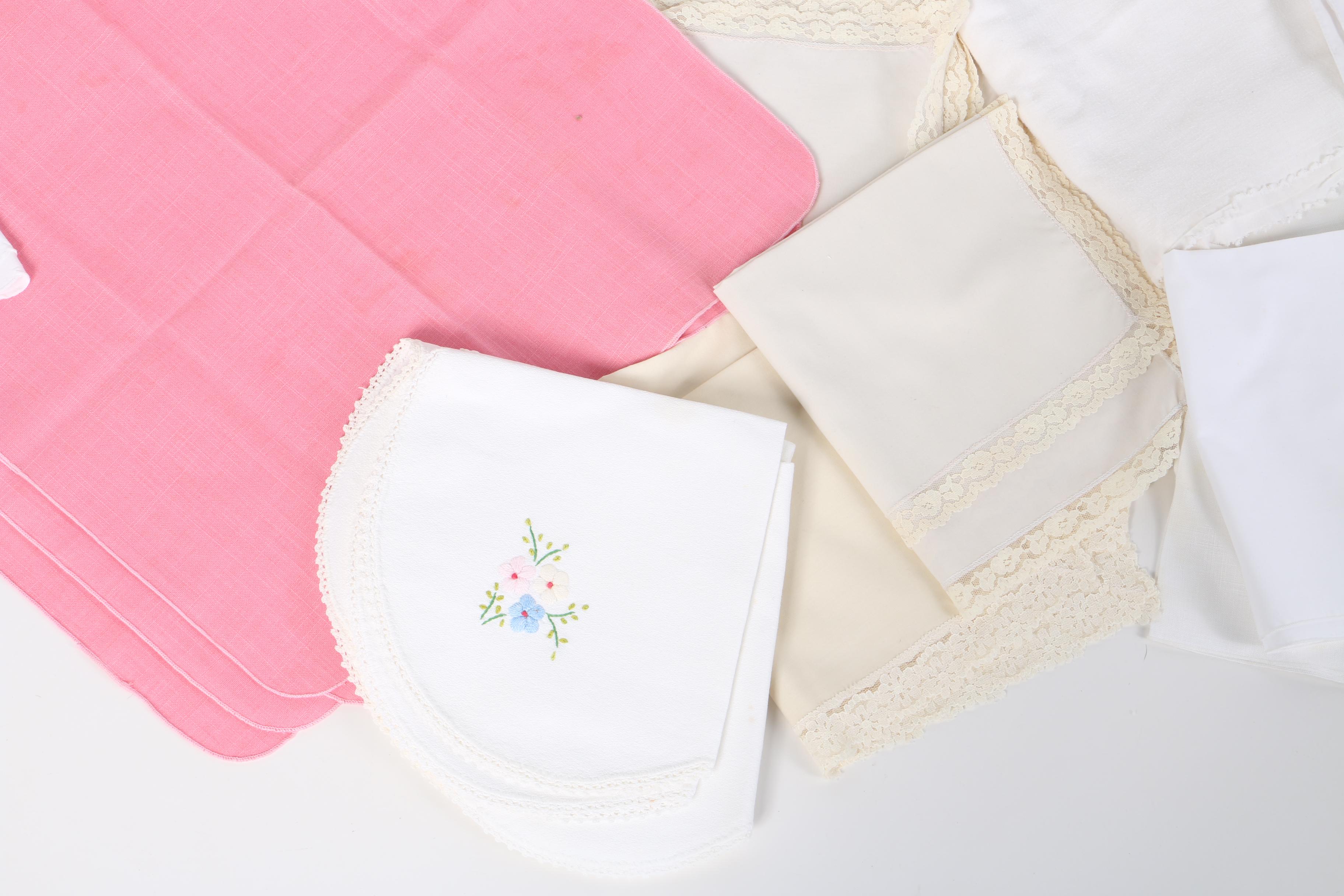 Vintage Linens Including Lace and Embroidery