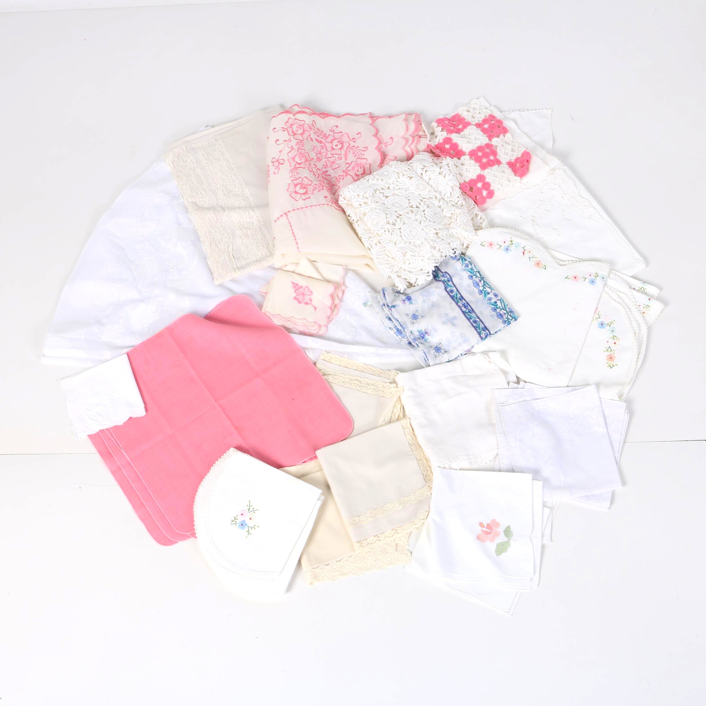 Vintage Linens Including Lace and Embroidery