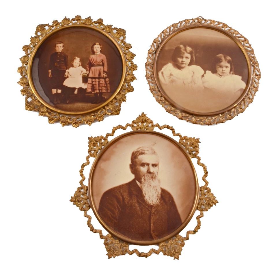 Three Framed Photograph Button Portraits