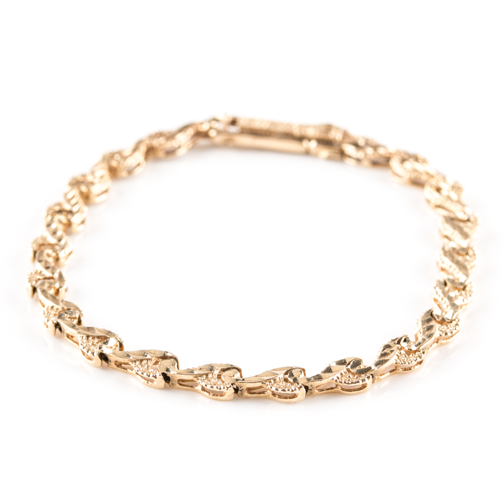 14K Yellow Gold Scrolled Bracelet