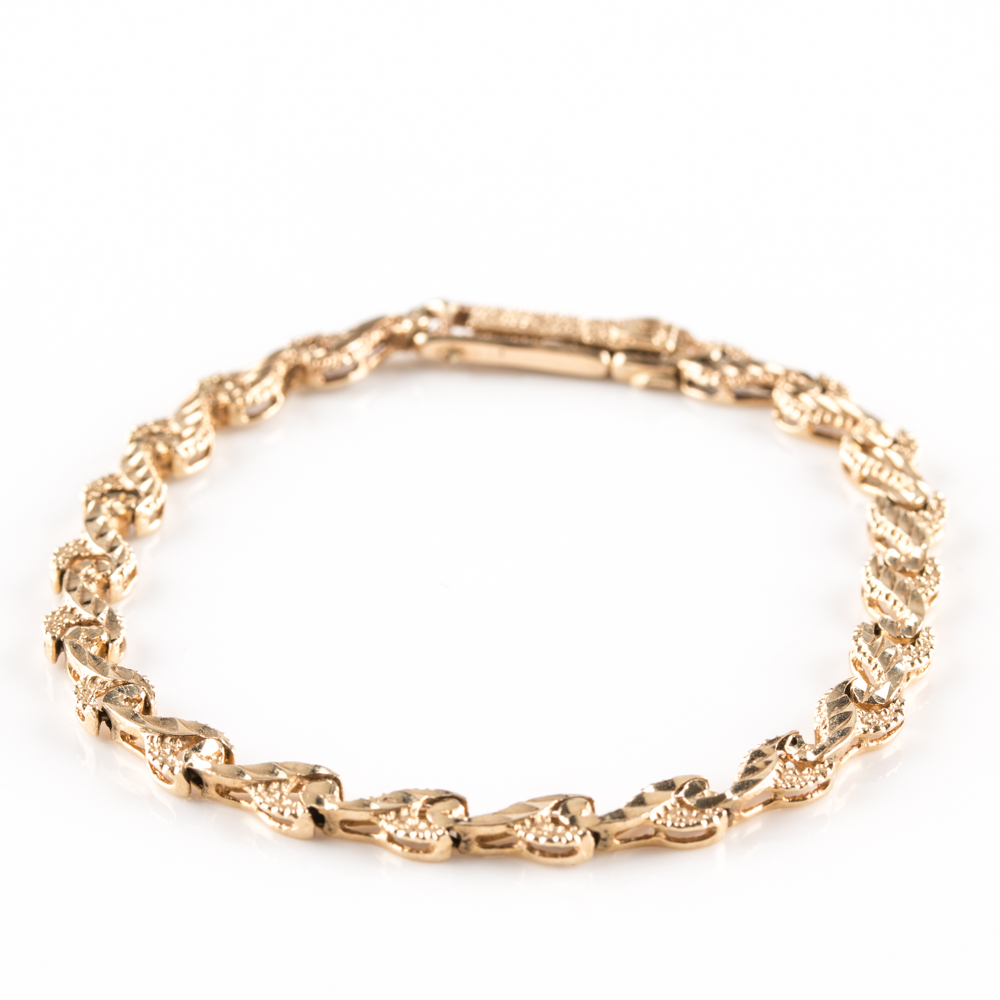 14K Yellow Gold Scrolled Bracelet