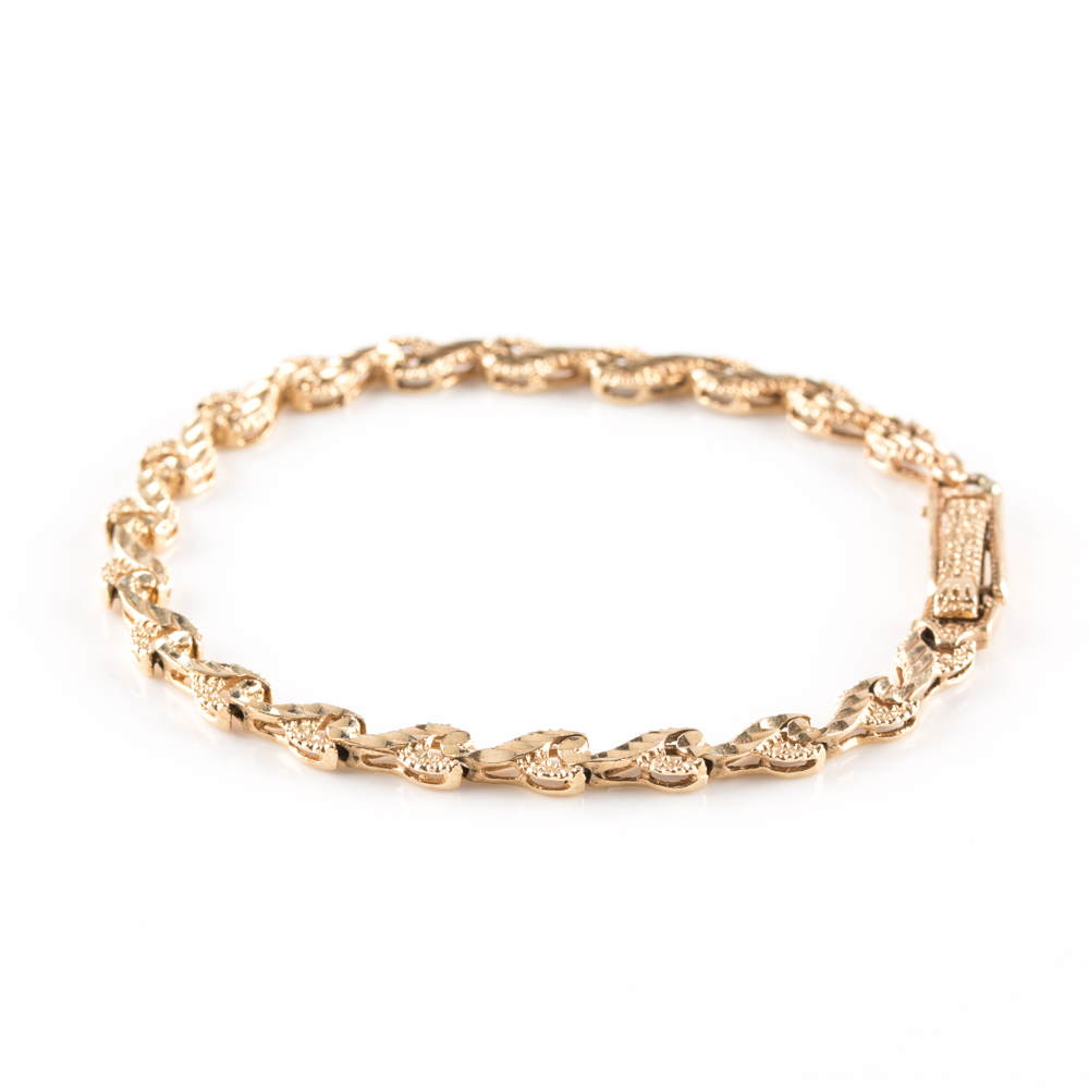 14K Yellow Gold Scrolled Bracelet