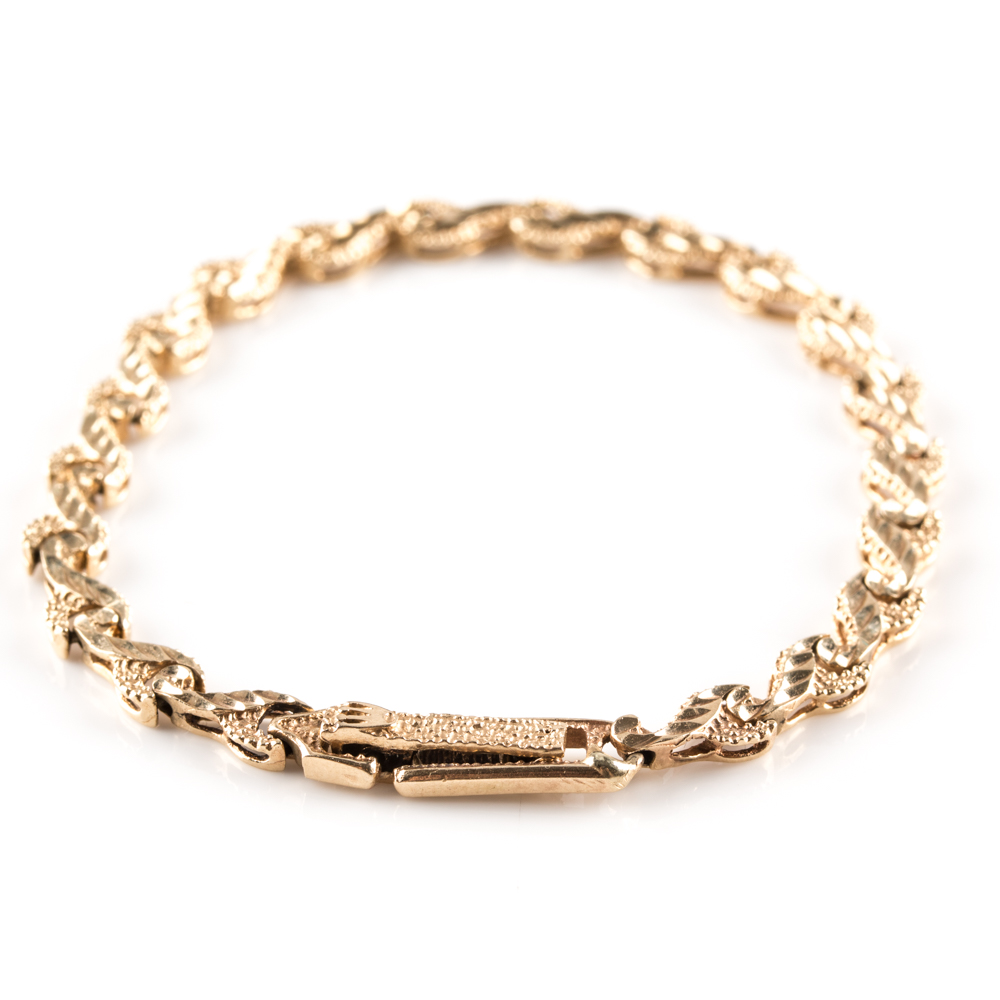 14K Yellow Gold Scrolled Bracelet