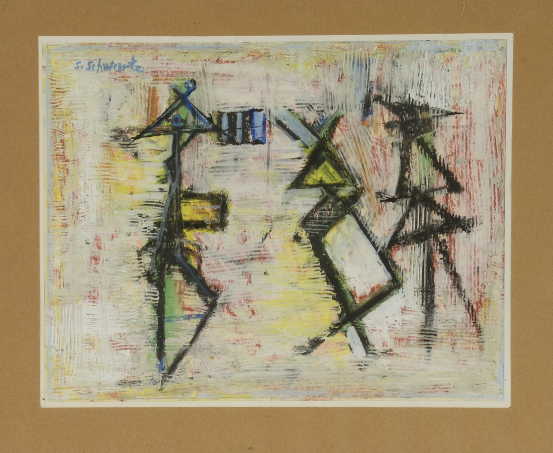 Sarah Schwartz Original Acrylic & Oil Stick Painting on Paper