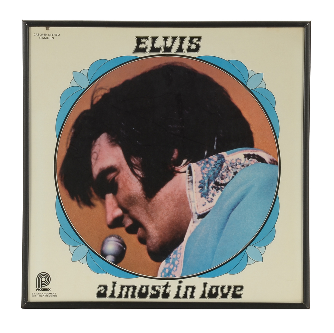 Framed Display of 1975 Elvis "Almost in Love" Album Art