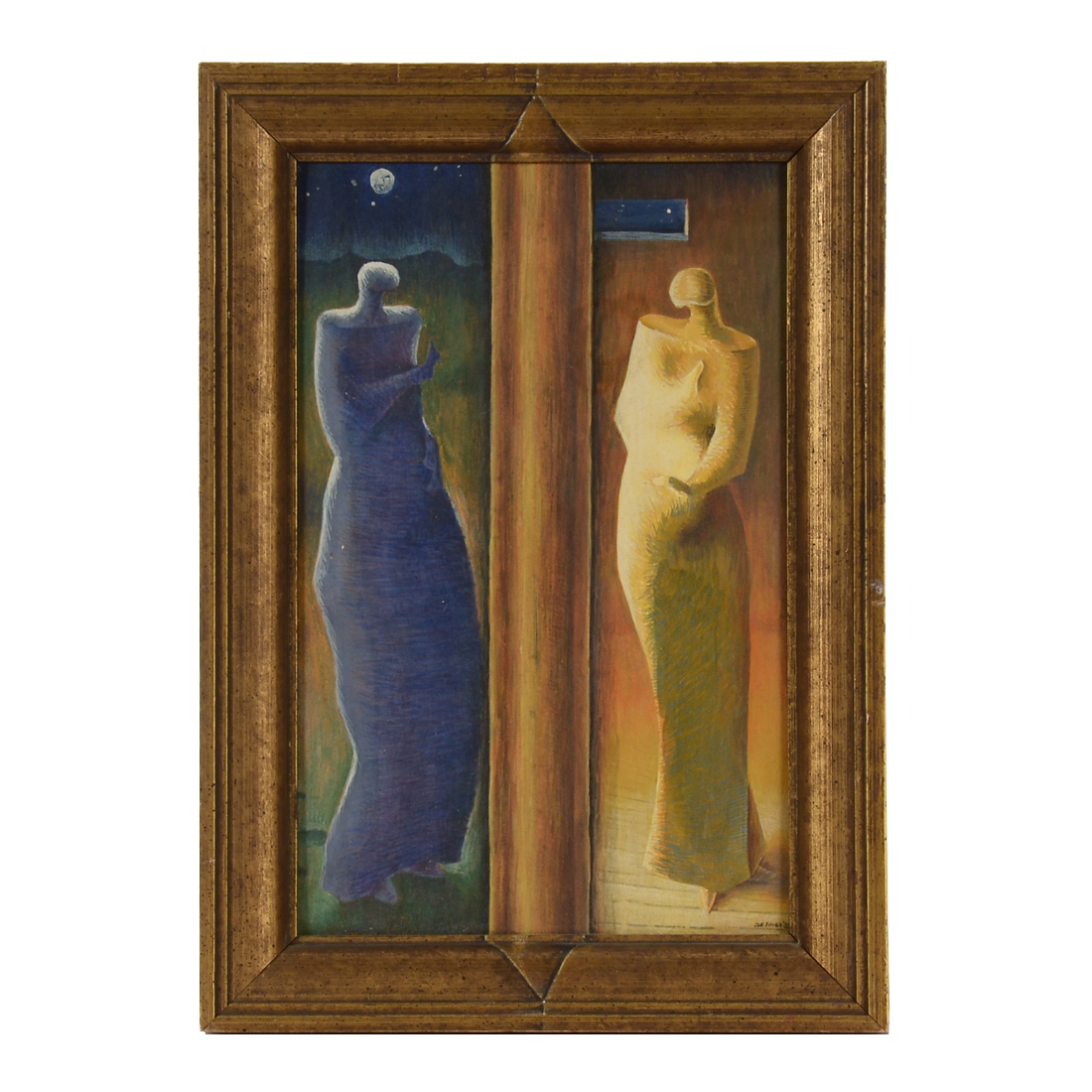 Original 1985 Surrealist Gouache on Panel