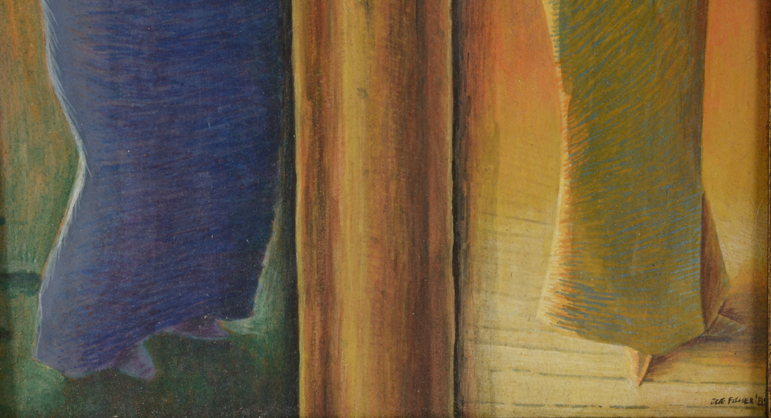 Original 1985 Surrealist Gouache on Panel