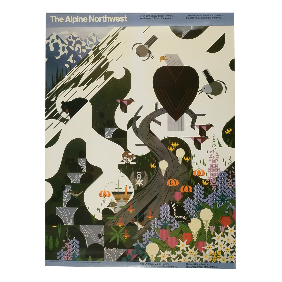 Charley Harper Poster for National Park Service "The Alpine Northwest"