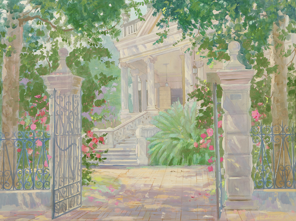 William Benecke Oil Painting on Canvas "Sunny Afternoon, Merida"