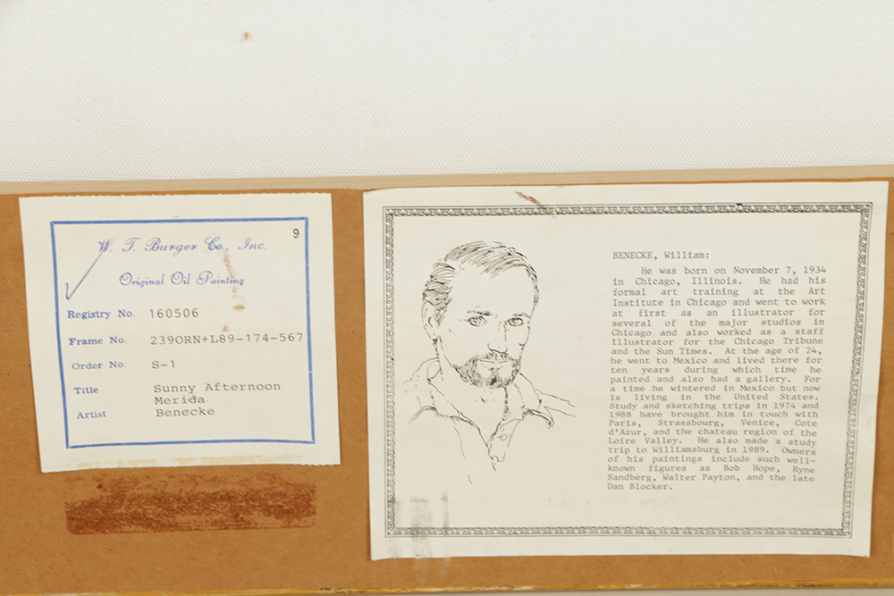 William Benecke Oil Painting on Canvas "Sunny Afternoon, Merida"