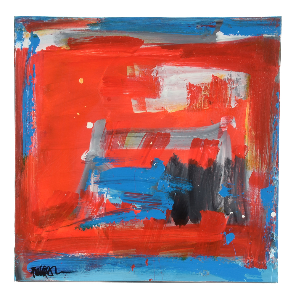 Robbie Kemper Original Abstract Acrylic on Canvas "Red, Orange, Blue"
