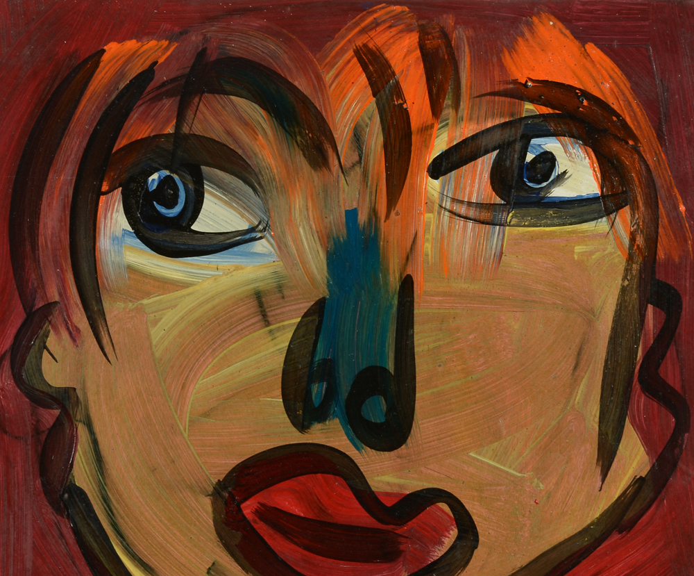 Peter Keil Original 1985 Expressionist Oil on Masonite "Andy"