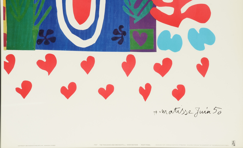 Offset Lithographic Poster Triptych after Henri Matisse "The Thousand and One Nights"