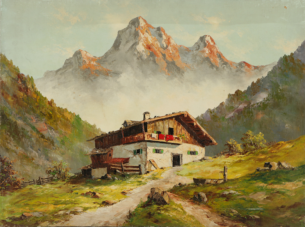 Oswald Arndt Oil Painting on Canvas Mountainous Landscape