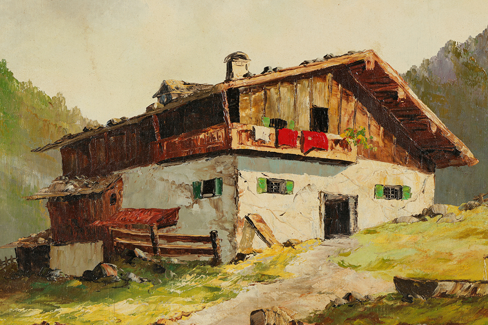 Oswald Arndt Oil Painting on Canvas Mountainous Landscape