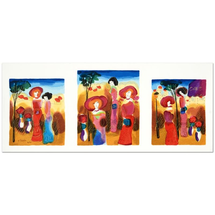Moshe Leider Signed Limited Edition Triptych Serigraph "Promenade"