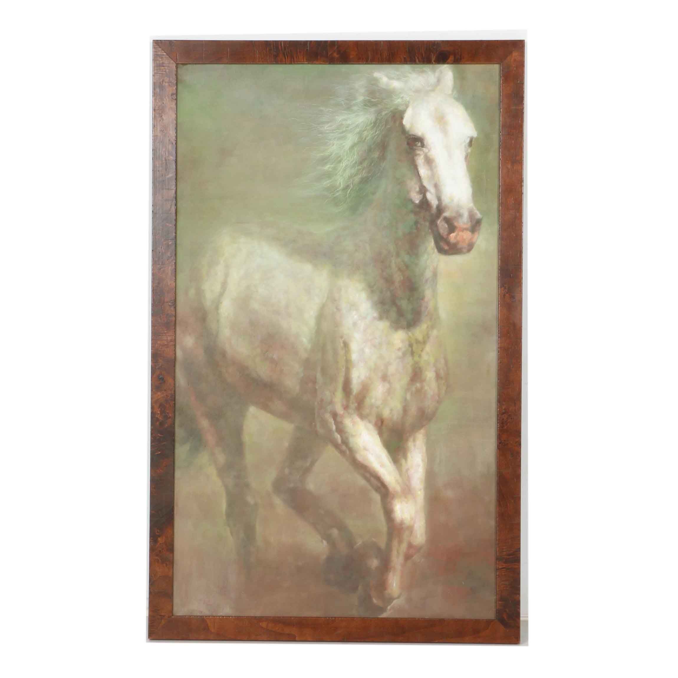 Large Oil on Canvas "White Stallion"