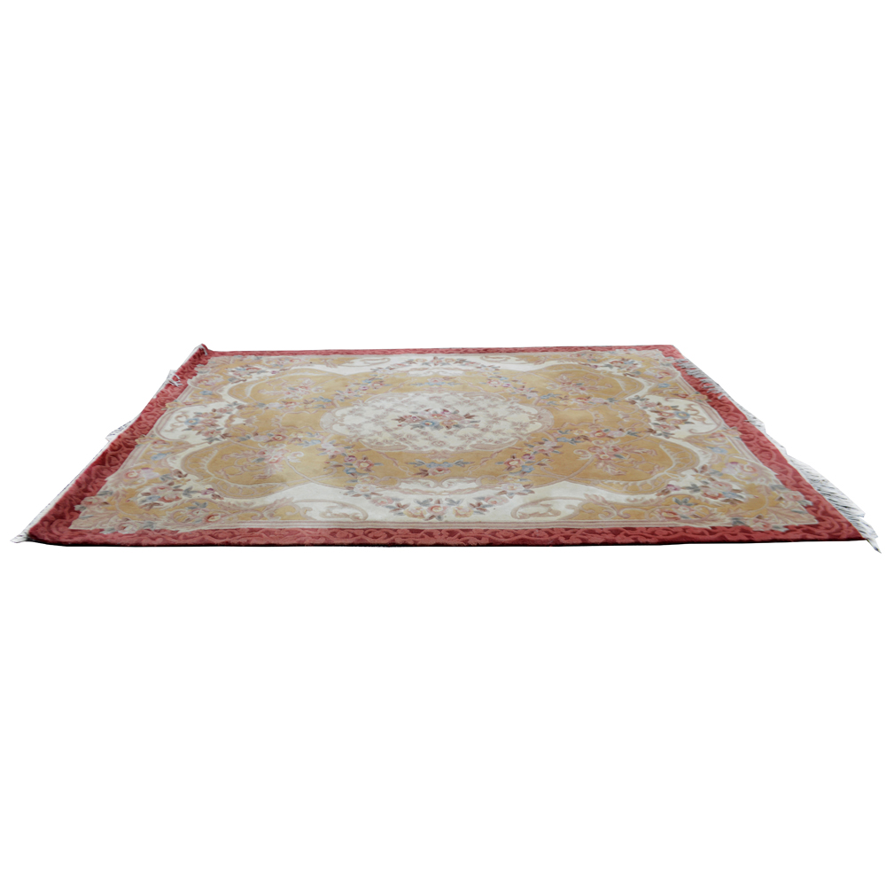 Tufted Carved Floral Wool Area Rug