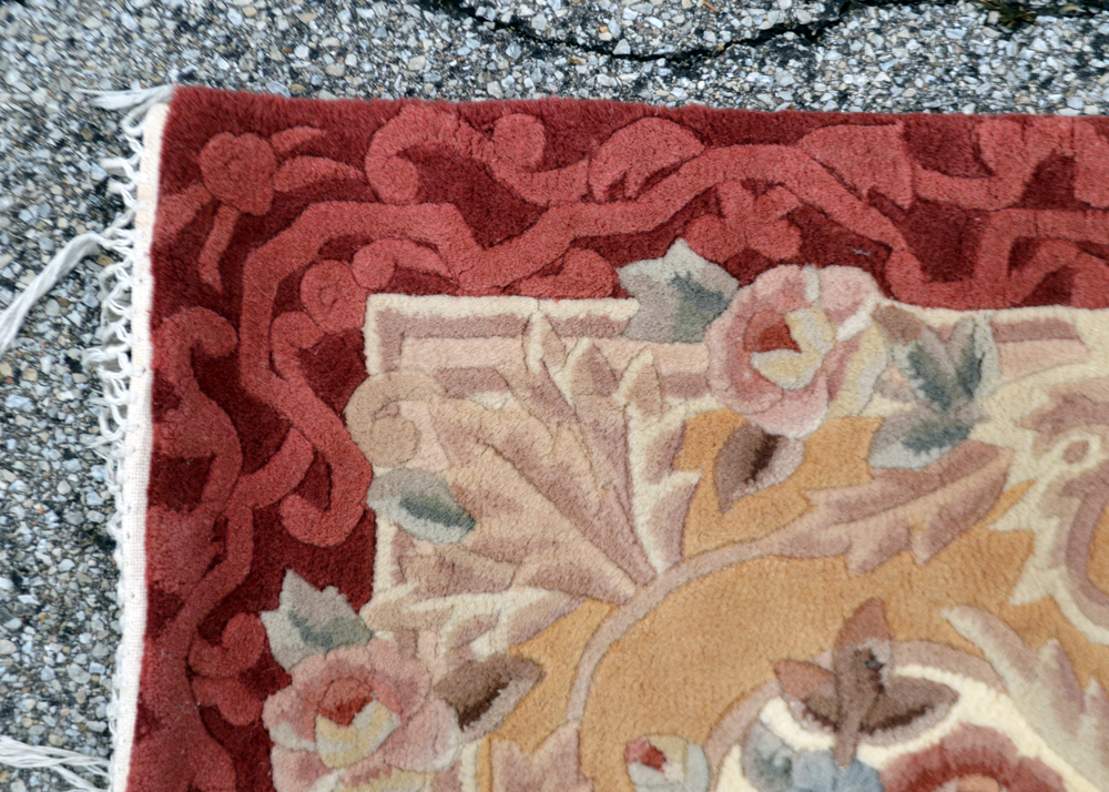 Tufted Carved Floral Wool Area Rug