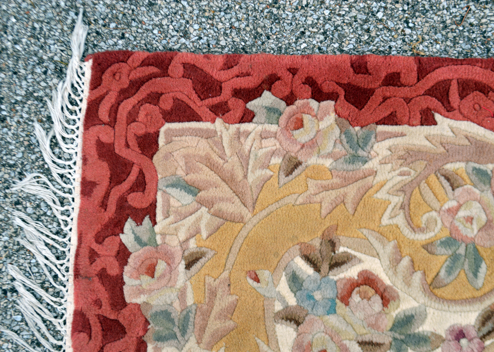 Tufted Carved Floral Wool Area Rug