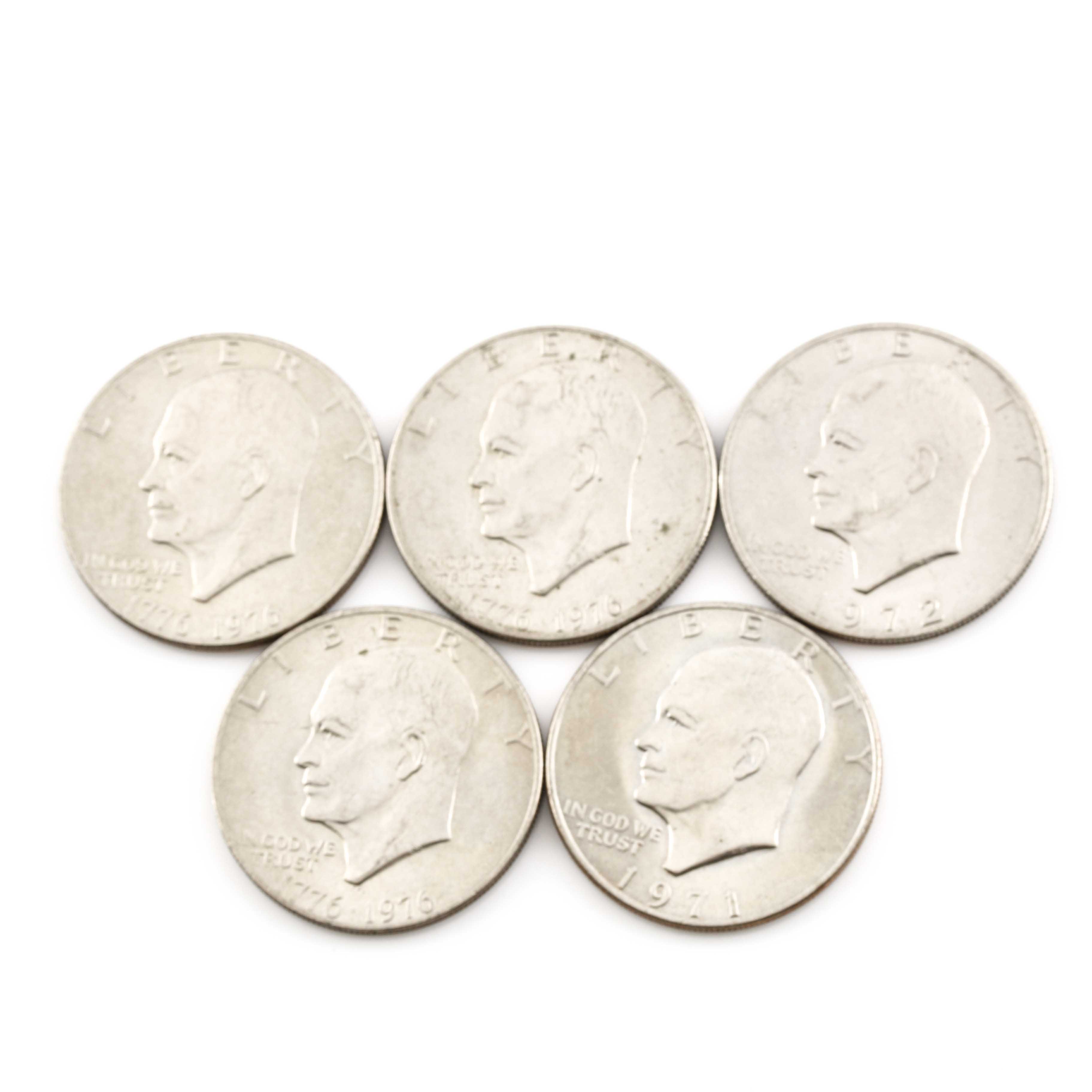 Five Eisenhower Dollars