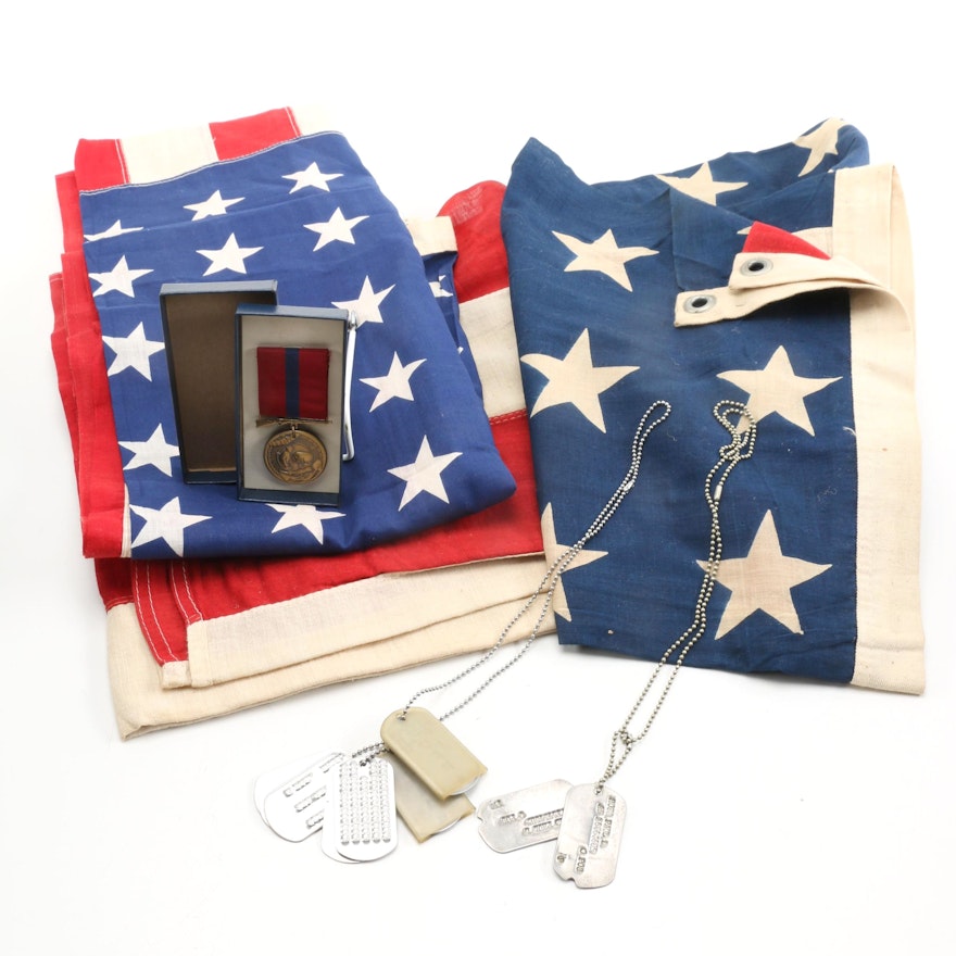 Vintage American Flags and Military Items