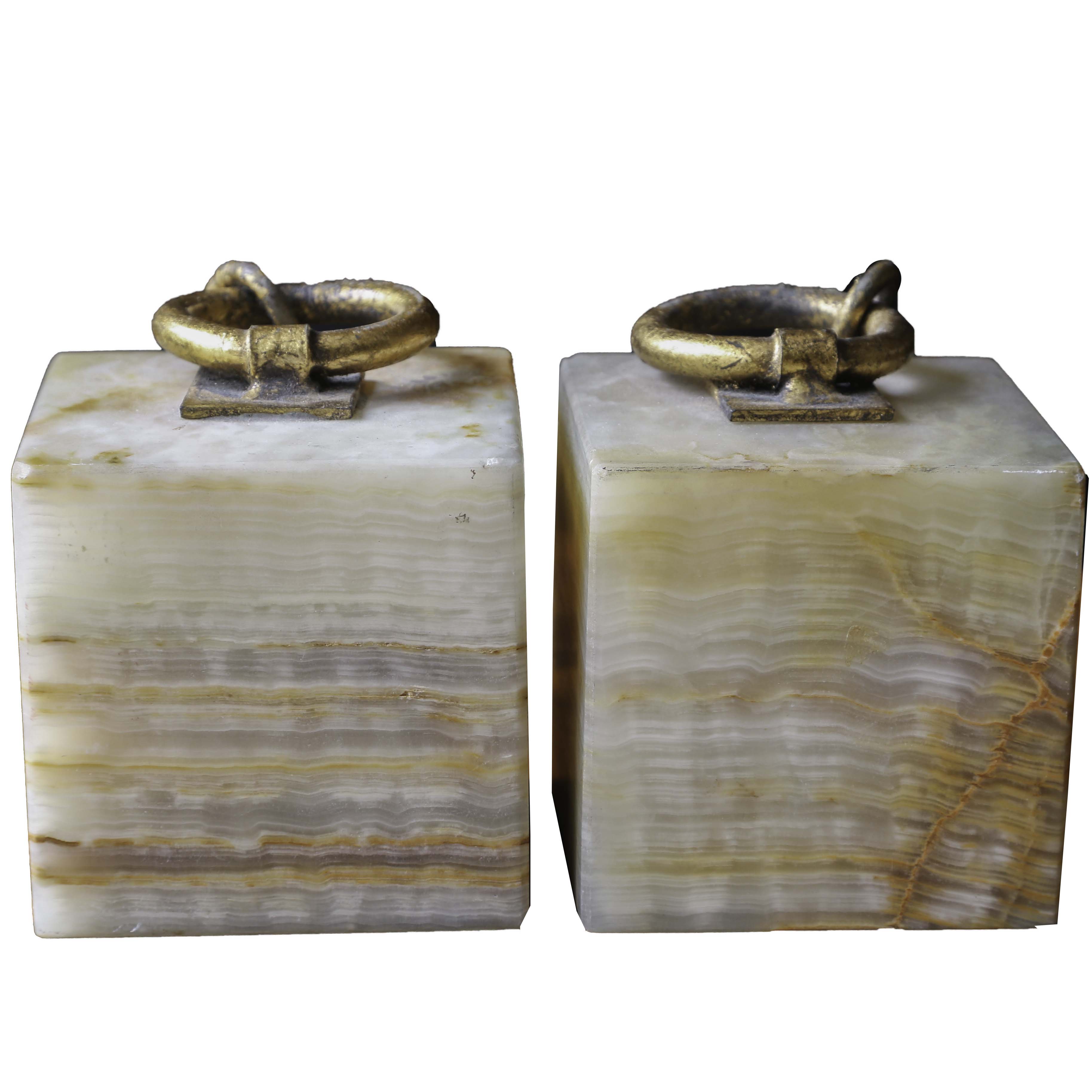 Curtis Jeré Quartz and Bronze Bookends