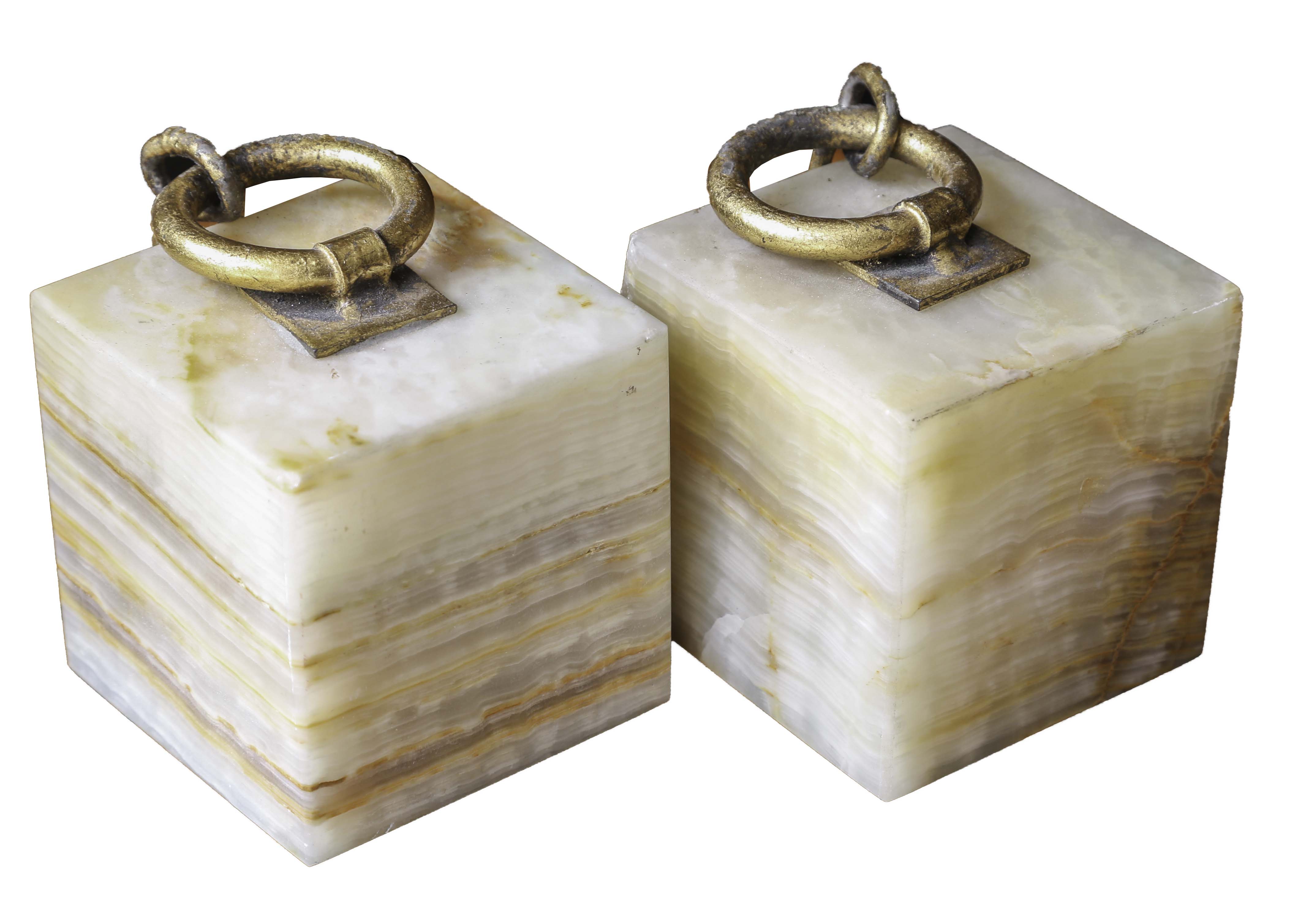 Curtis Jeré Quartz and Bronze Bookends