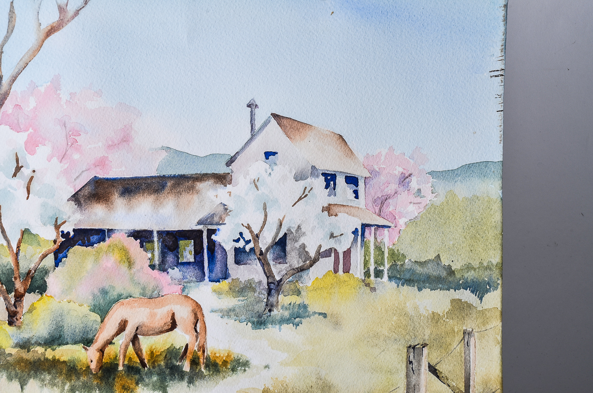 Jean Feathers Watercolor Painting on Paper "Spring Blossoms"