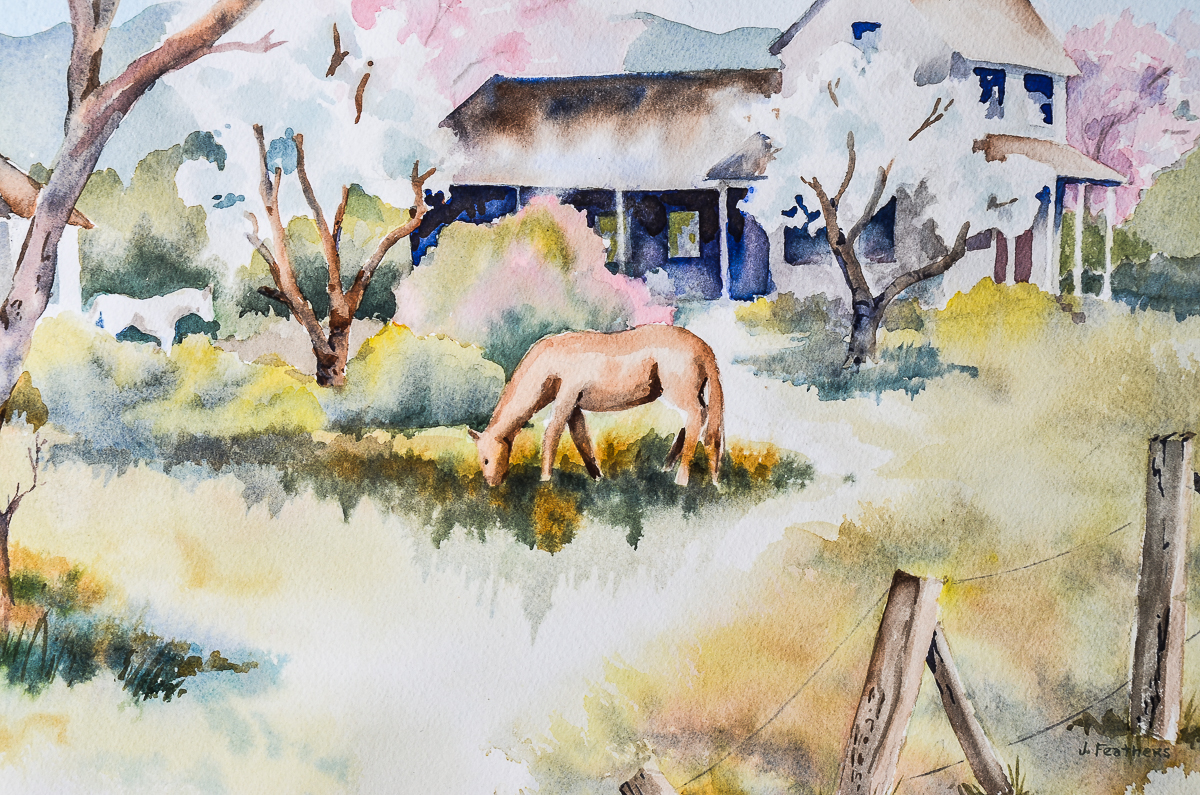 Jean Feathers Watercolor Painting on Paper "Spring Blossoms"