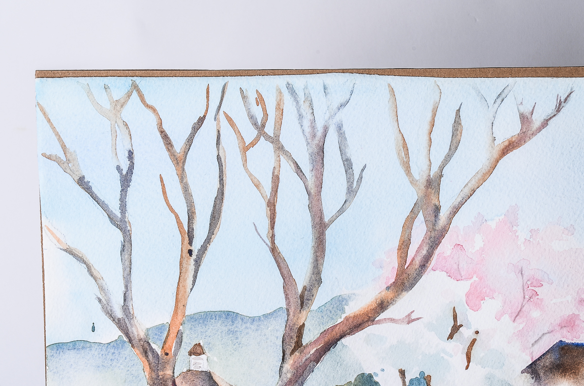 Jean Feathers Watercolor Painting on Paper "Spring Blossoms"