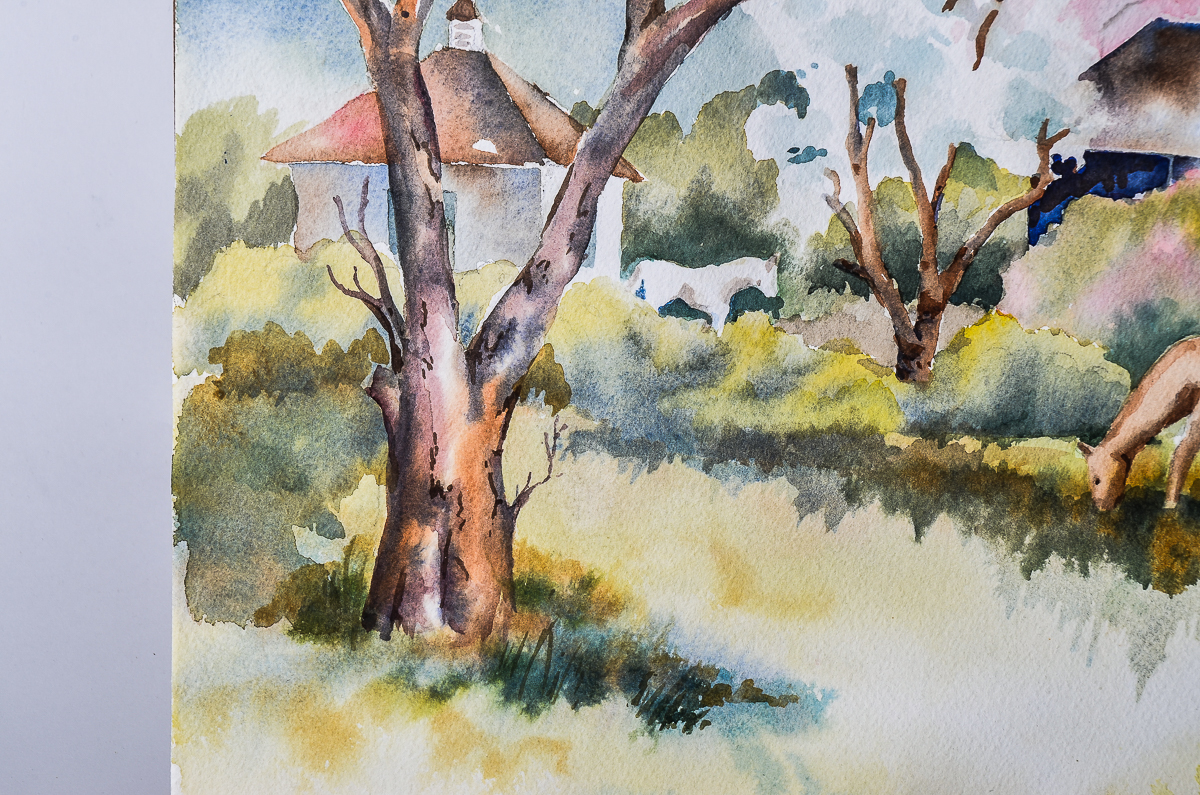 Jean Feathers Watercolor Painting on Paper "Spring Blossoms"